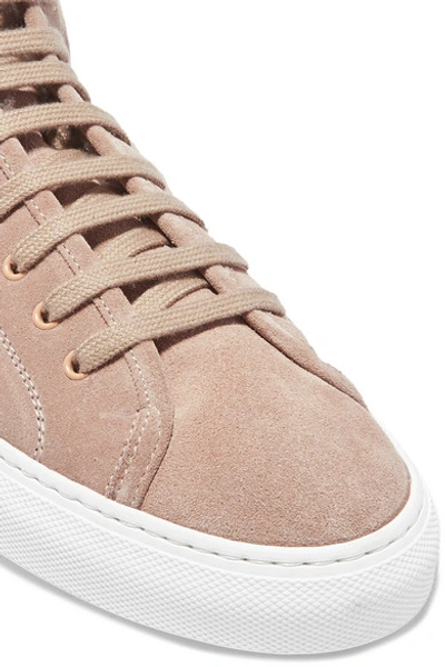 Shop Common Projects Tournament Shearling-lined Suede High-top Sneakers In Beige