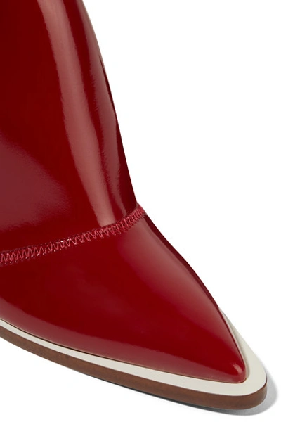 Shop Fendi Glossed-neoprene Knee Boots In Claret