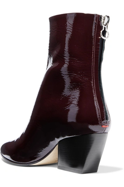 Shop Aeyde Dahlia Crinkled Patent-leather Ankle Boots In Burgundy
