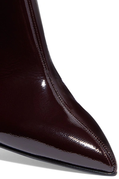 Shop Aeyde Dahlia Crinkled Patent-leather Ankle Boots In Burgundy