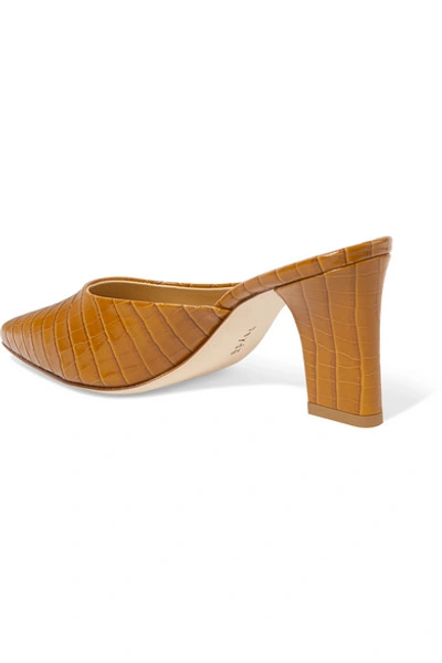Shop Aeyde Signe Croc-effect Leather Mules In Saffron