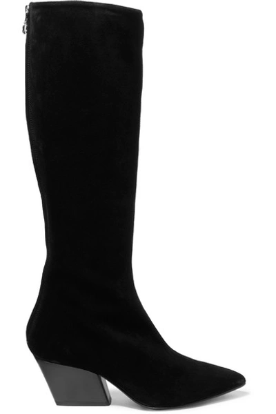 Shop Aeyde Harper Suede Knee Boots In Black