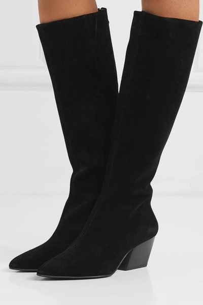 Shop Aeyde Harper Suede Knee Boots In Black