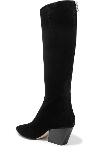 Shop Aeyde Harper Suede Knee Boots In Black