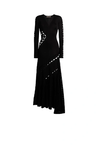 Shop Roberto Cavalli Geometric Cut Out Knitted Dress In Black