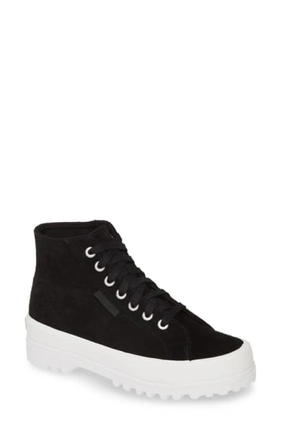 Shop Superga 2341 Sue High Top Platform Sneaker In Black / White