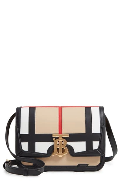 Shop Burberry Small Tb Patchwork Leather Crossbody Bag In Black
