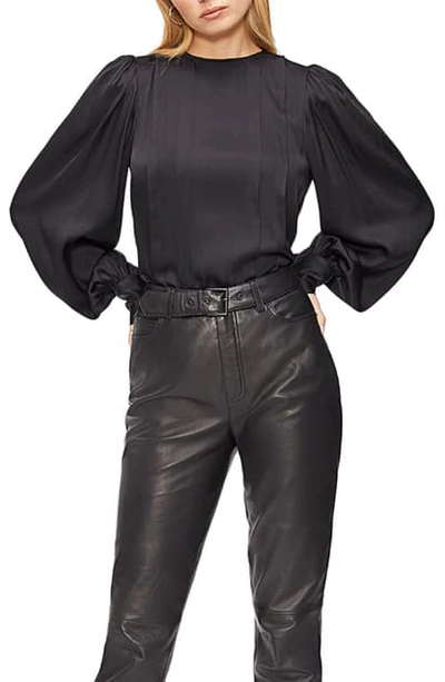 Shop Anine Bing Renee Stretch Silk Shirt In Black
