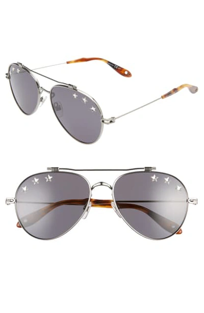 Shop Givenchy 58mm Aviator Sunglasses In Silver/ Grey Blue
