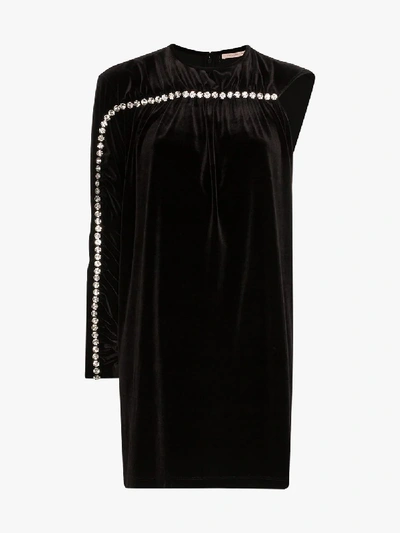 Shop Christopher Kane One Sleeve Diamanté Detail Mini Dress In Black