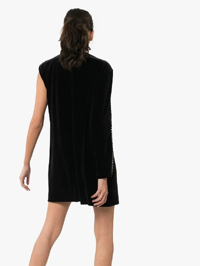 Shop Christopher Kane One Sleeve Diamanté Detail Mini Dress In Black