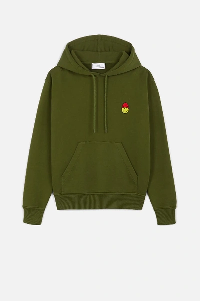 Shop Ami Alexandre Mattiussi Hoodie With Patch Smiley In Green