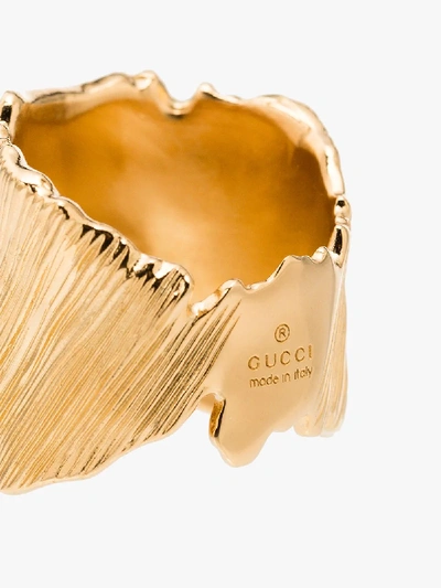 Shop Gucci Gold Tone Logo Engraved Ring
