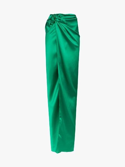 Shop Balenciaga Wrapped Satin Maxi Skirt In Green