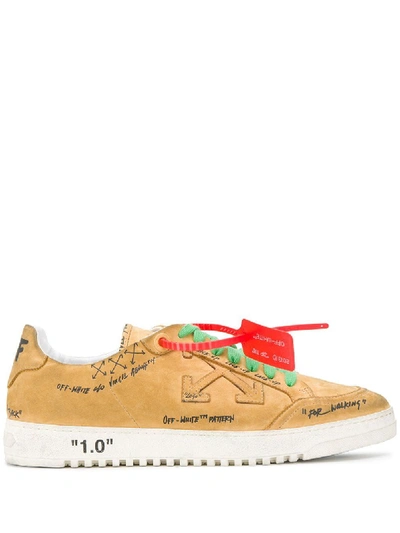Shop Off-white Beige Leather Sneakers