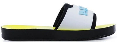 Pre-owned Puma Surf Slide Rihanna Fenty Black White Yellow (women's) In  Black/ White-safety Yellow