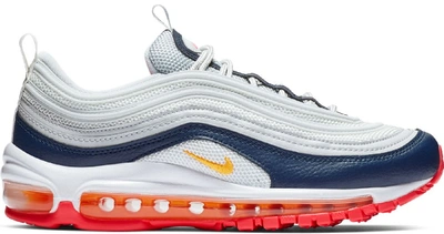 Pre-owned Nike Air Max 97 Midnight Navy Racer Pink Laser Orange (women's) In Pure Platinum/midnight Navy-racer Pink-laser Orange
