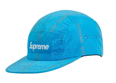 Pre-owned Supreme  Reflective Text Camp Cap Blue