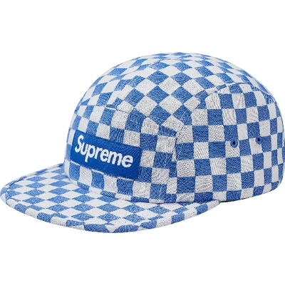 Pre-owned Supreme  Checkerboard Camp Cap Blue