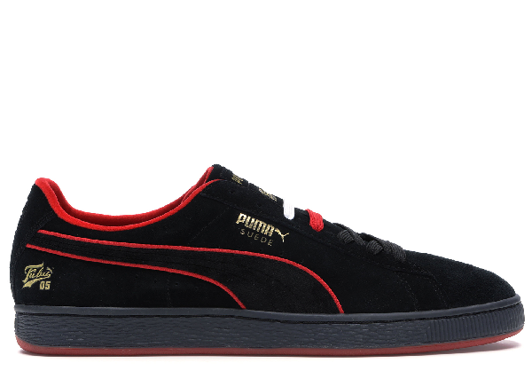 puma suede red and black