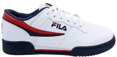 Pre-owned Fila Original Fitness Embossed Logo White Navy Red In White/  Navy- Red | ModeSens