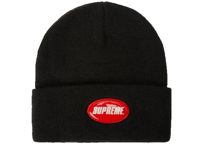 Pre-owned Supreme  Rubber Patch Beanie Black
