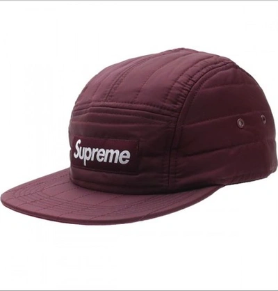 Pre-owned Supreme  Quilted Camp Cap Burgundy