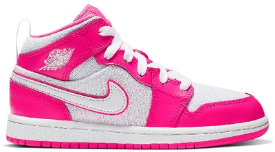 Pre-owned Jordan 1 Mid Hyper Pink White (ps) In Hyper Pink/white-white