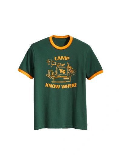 Pre-owned Levi's  X Stranger Things Camp Know Where Ringer Tee Dark Green