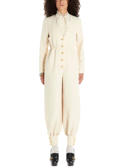 Shop Gucci Women's White Wool Jumpsuit