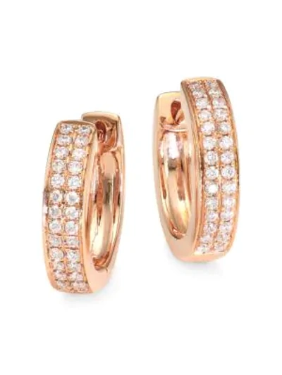 Shop Anita Ko 18k Rose Gold & Double-row Diamond Small Huggie Earrings