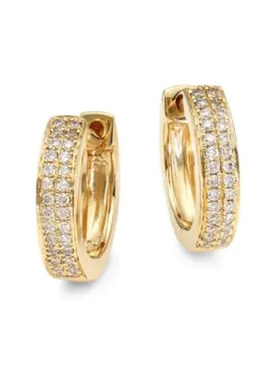 Shop Anita Ko 18k Yellow Gold & Double-row Diamond Small Huggie Earrings