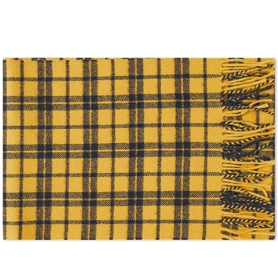 Shop Norse Projects Lambswool Check Scarf In Yellow
