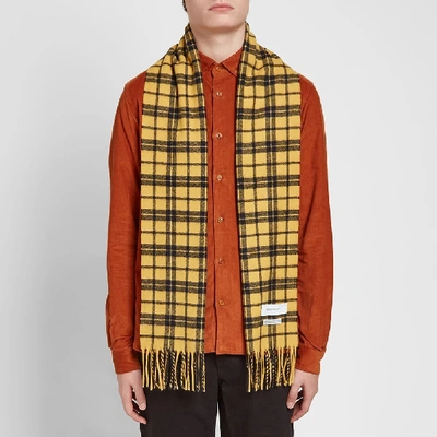 Shop Norse Projects Lambswool Check Scarf In Yellow