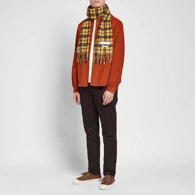 Shop Norse Projects Lambswool Check Scarf In Yellow