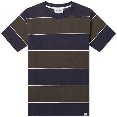 Shop Norse Projects Johannes 3 Stripe Tee In Blue