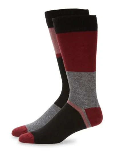 Shop Paul Smith Men's Block Stripe Socks In Black