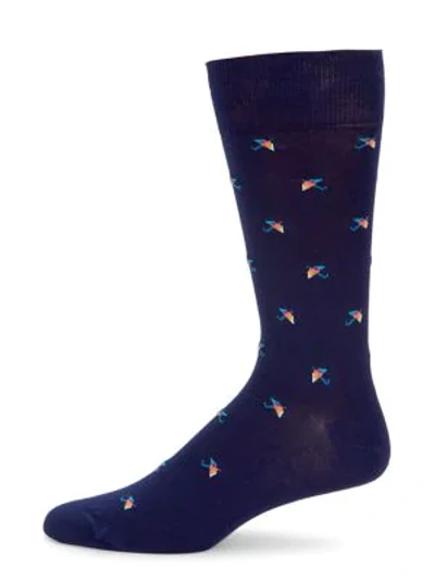 Shop Paul Smith Men's Umbrella Print Socks In Navy