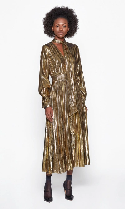 Shop Equipment Macin Silk &amp; Metallic Dress In Metallic Gold