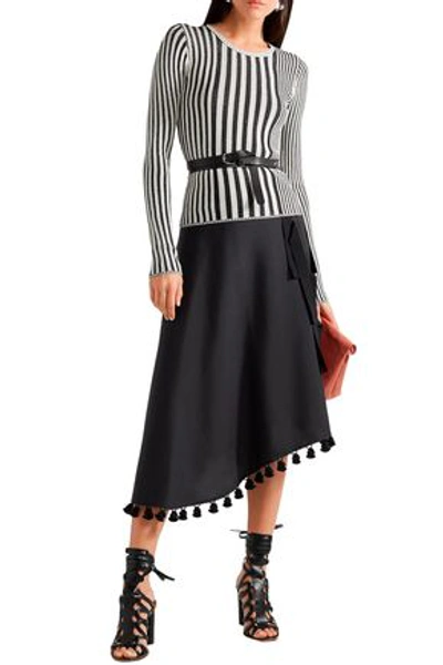 Shop Altuzarra Woman Seine Striped Ribbed-knit Sweater Black