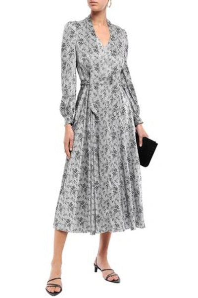 Shop Co Belted Printed Silk-satin Midi Dress In White