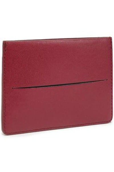 Shop Marni Woman Textured-leather Cardholder Burgundy