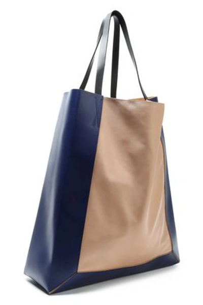 Shop Marni Paneled Two-tone Leather Tote In Blush