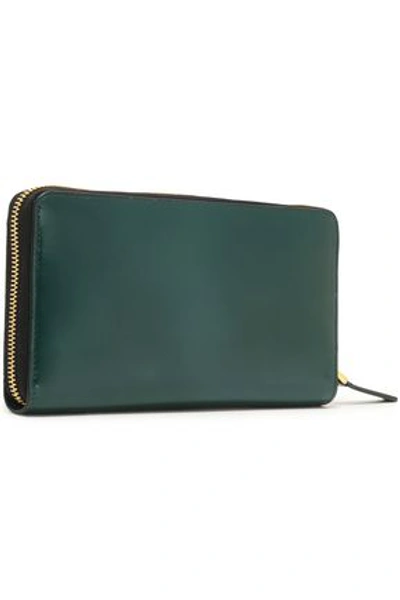 Shop Marni Woman Glossed-leather Continental Wallet Forest Green