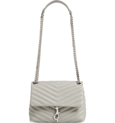 Shop Rebecca Minkoff Edie Quilted Leather Crossbody Bag - Grey In Perla