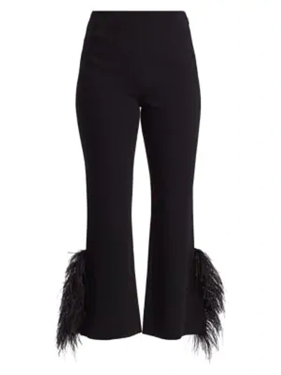 Shop Cinq À Sept Portia Feather-cuff Crop Flare Pants In Black