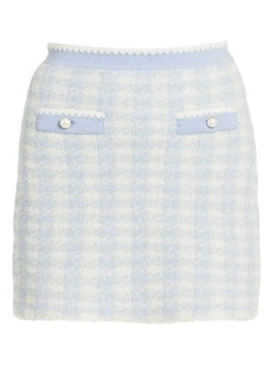 Shop Miu Miu Cashmere & Silk Boucle Knit Mini Skirt In Celeste