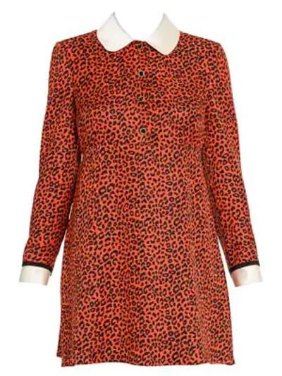 Shop Miu Miu Animal-print A-line Dress In Lacca