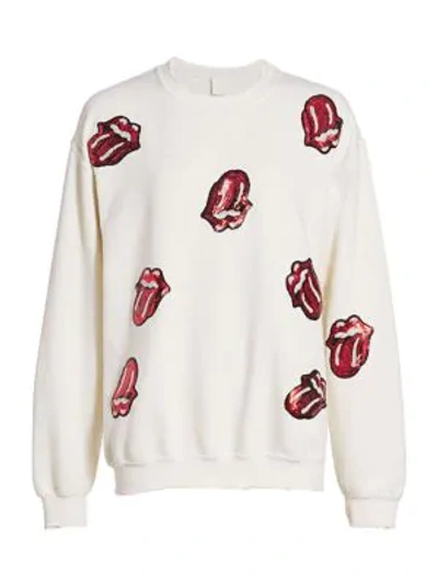 Shop Madeworn Rolling Stones Sequined Sweatshirt In White Red