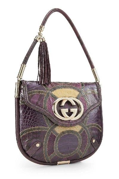 Pre-owned Gucci Purple Python Britt Bag